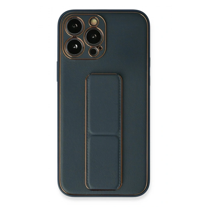iPhone 13 Pro Kılıf Coco Deri Standlı Kapak - Mavi