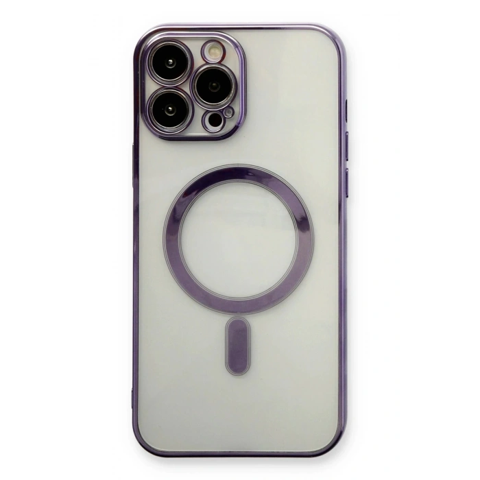 iPhone 13 Pro Kılıf Magneticsafe Lazer Silikon - Mor