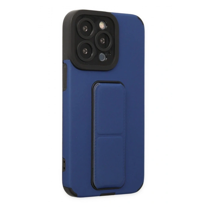 iPhone 13 Pro Kılıf Mega Standlı Silikon - Mavi