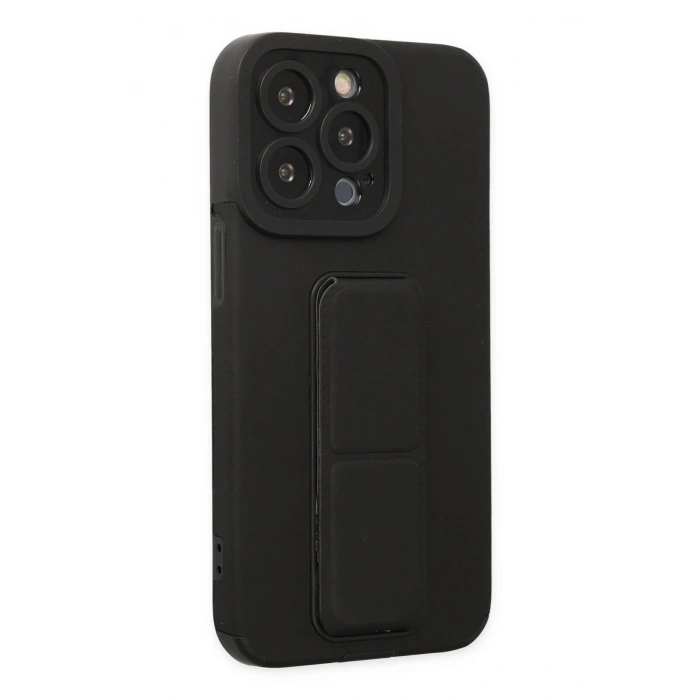 iPhone 13 Pro Kılıf Mega Standlı Silikon - Siyah