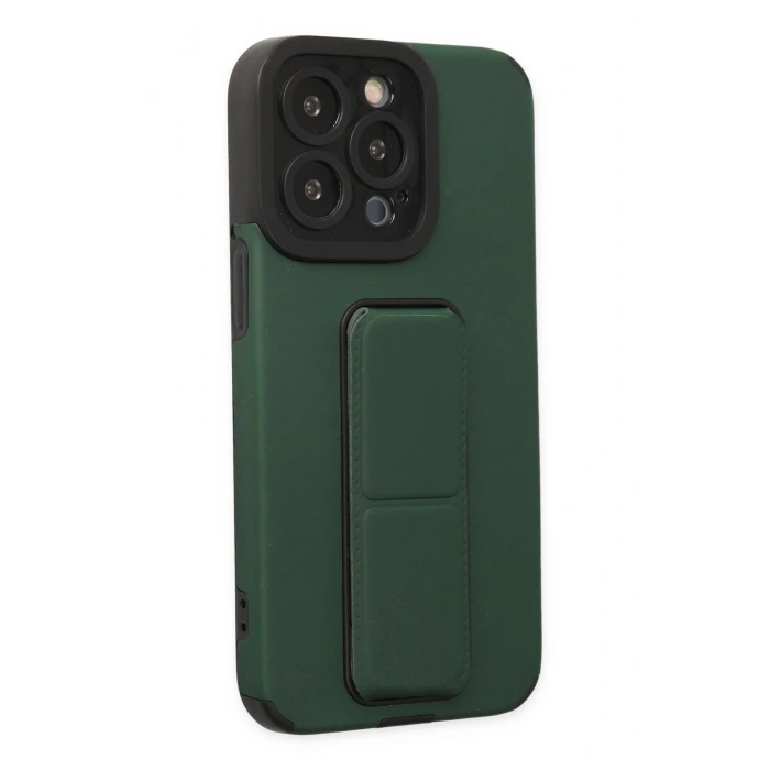 iPhone 13 Pro Kılıf Mega Standlı Silikon - Yeşil