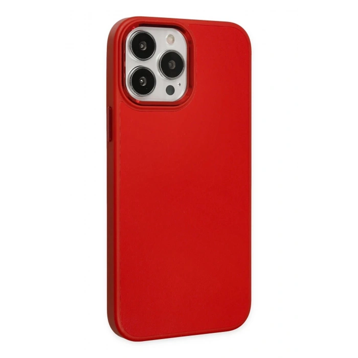 iPhone 13 Pro Max Kılıf Asya Deri Silikon - Kırmızı