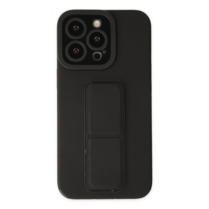 iPhone 13 Pro Max Kılıf Mega Standlı Silikon - Siyah