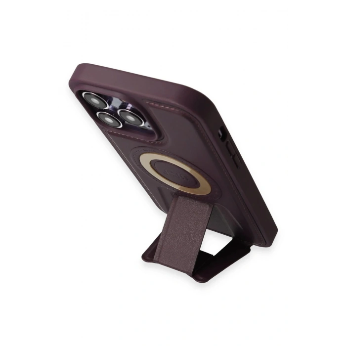 iPhone 13 Pro Max Kılıf Merkür Magneticsafe Standlı Kapak - Derin Mor