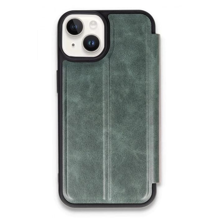iPhone 14 Kılıf Flip Cover - Koyu Yeşil