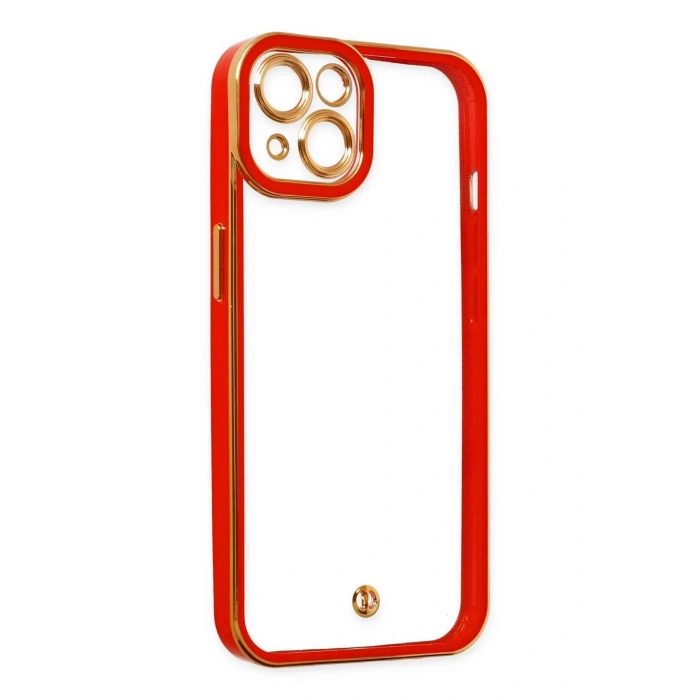 iPhone 14 Plus Kılıf Liva Lens Silikon - Kırmızı