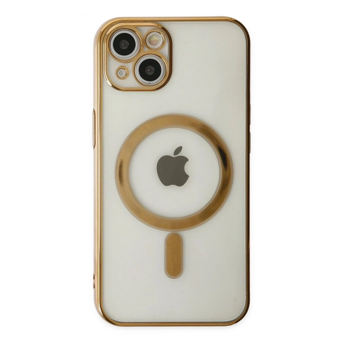 iPhone 14 Plus Kılıf Magneticsafe Lazer Silikon - Gold
