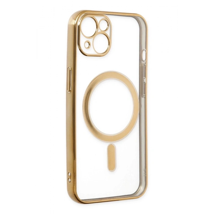 iPhone 14 Plus Kılıf Magneticsafe Lazer Silikon - Gold