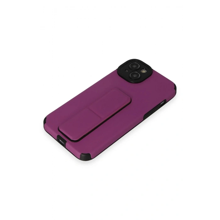 iPhone 14 Plus Kılıf Mega Standlı Silikon - Mor