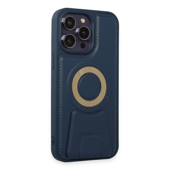 iPhone 14 Pro Kılıf Merkür Magneticsafe Standlı Kapak - Lacivert