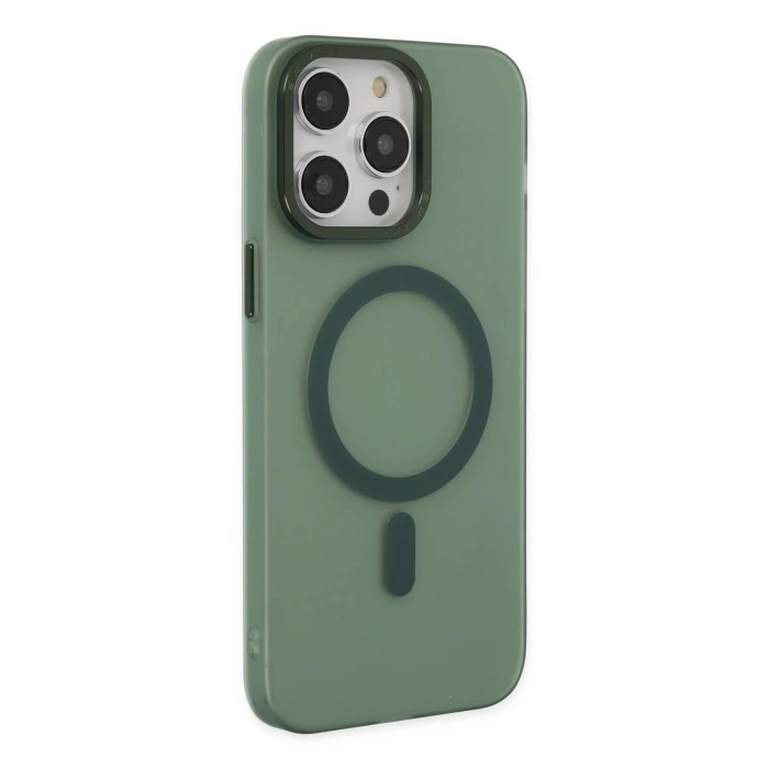 iPhone 14 Pro Max Kılıf Lodos Magneticsafe Mat Kapak - Köknar Yeşili