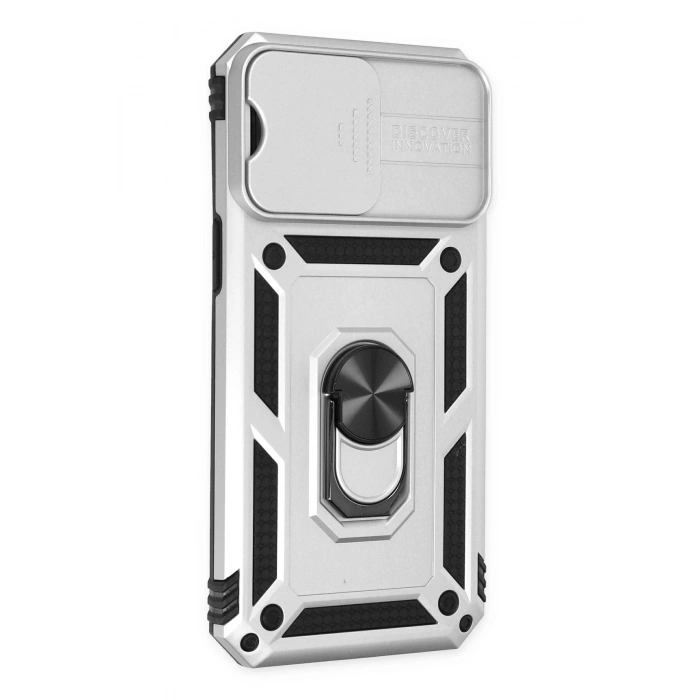 iPhone 14 Pro Max Kılıf Pars Lens Yüzüklü Silikon - Gümüş