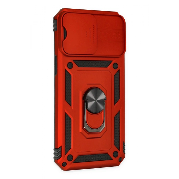 iPhone 14 Pro Max Kılıf Pars Lens Yüzüklü Silikon - Kırmızı