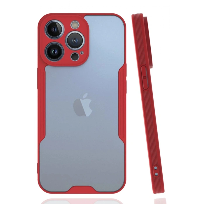 iPhone 14 Pro Max Kılıf Platin Silikon - Kırmızı