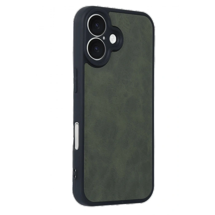 iPhone 16 Kılıf Aras Deri Kapak - Koyu Yeşil