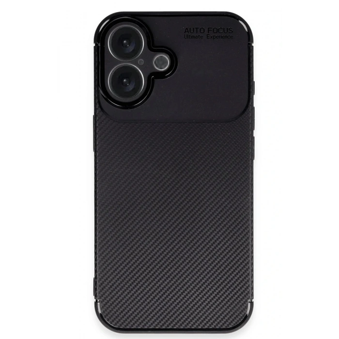 iPhone 16 Kılıf Auto Focus Karbon Kapak - Siyah