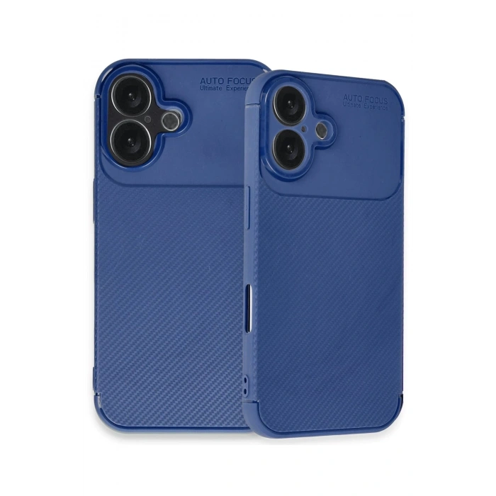 iPhone 16 Plus Kılıf Auto Focus Karbon Kapak - Lacivert