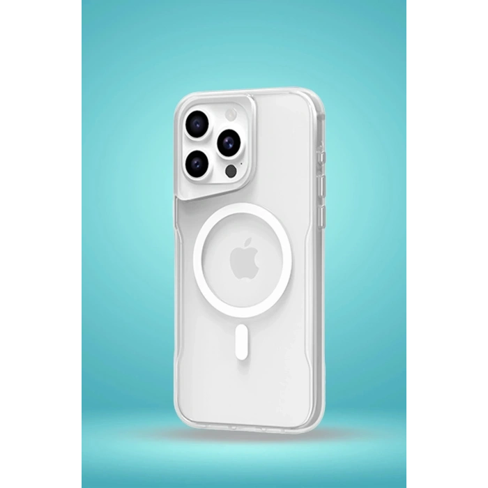 iPhone 16 Plus Kılıf PC Poso Magsafe Kapak - Şeffaf