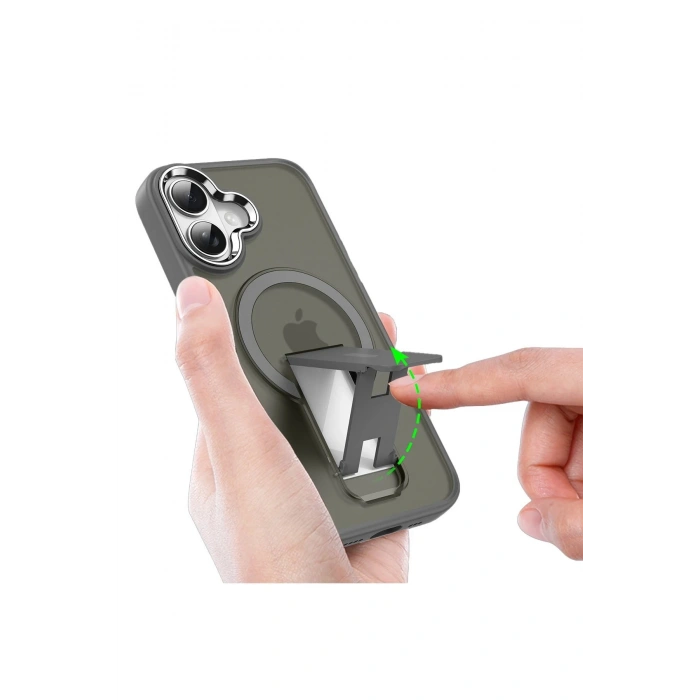 iPhone 16 Plus Kılıf Tork Magsafe Standlı Kapak - Siyah