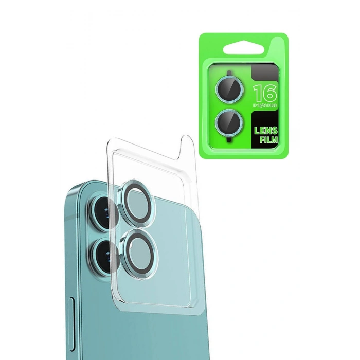 iPhone 16 Plus Raze Metal Kamera Lens - Turkuaz