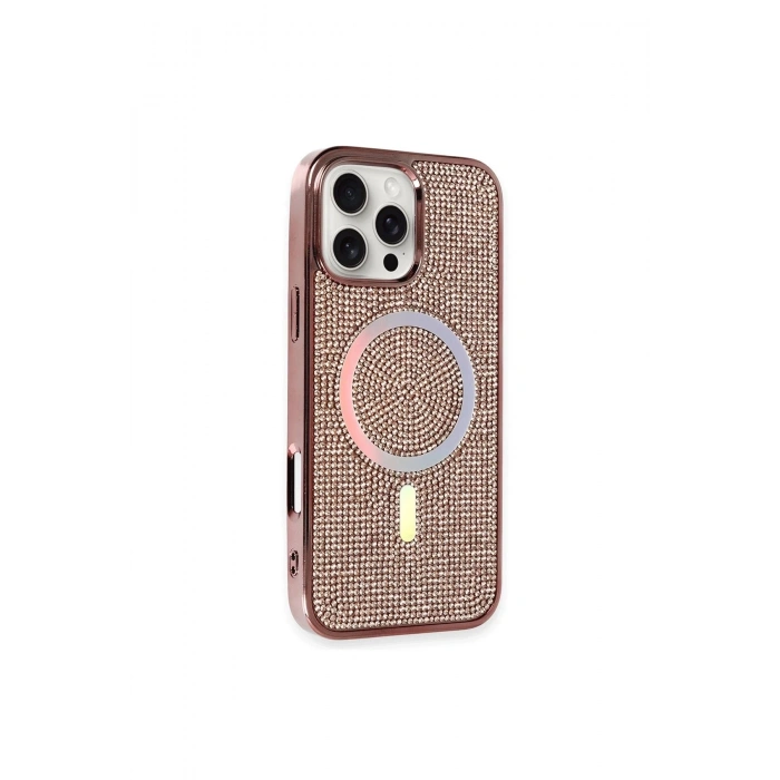 iPhone 16 Pro Kılıf Diamond Magsafe Kapak - Pembe