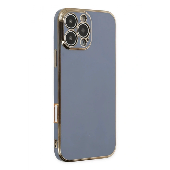 iPhone 16 Pro Max Kılıf Volet Silikon - Mavi