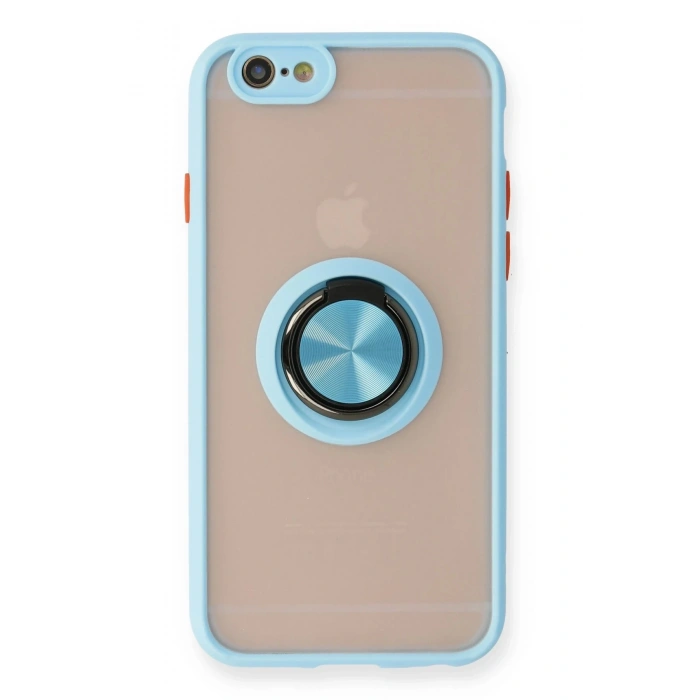 iPhone 6 Kılıf Montreal Yüzüklü Silikon Kapak - Buz Mavi