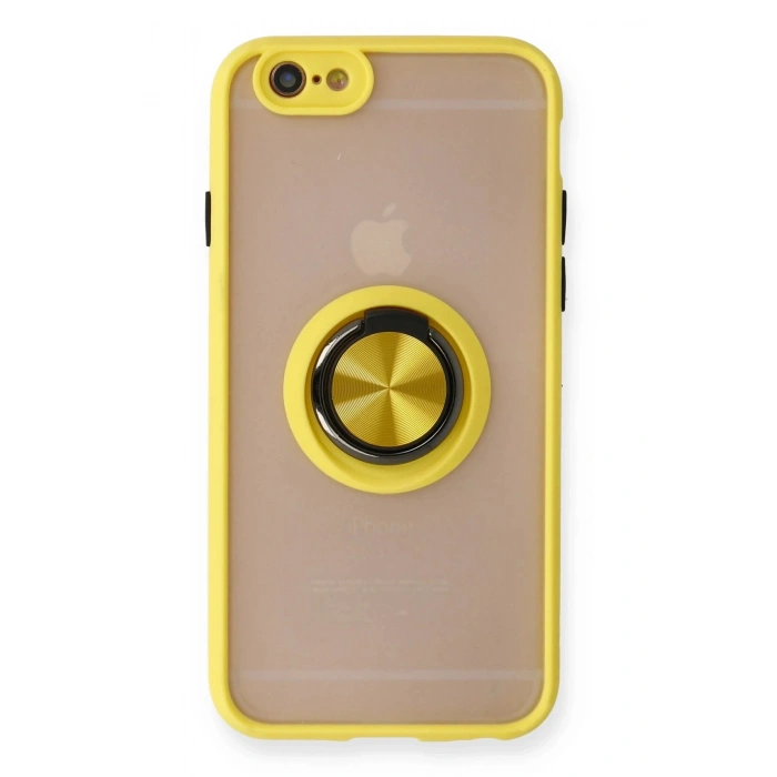 iPhone 6 Kılıf Montreal Yüzüklü Silikon Kapak - Sarı