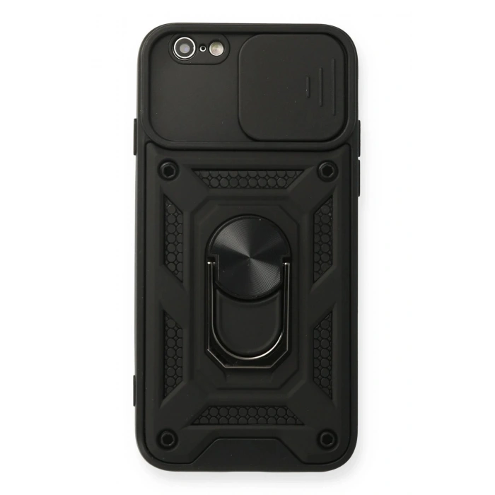 iPhone 6 Kılıf Pars Lens Yüzüklü Silikon - Siyah