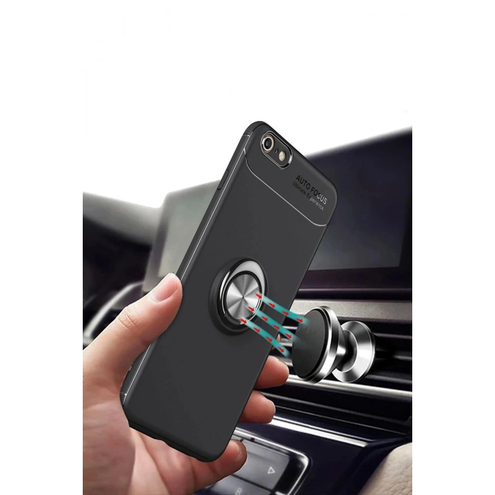 iPhone 6 Kılıf Range Yüzüklü Silikon - Kırmızı