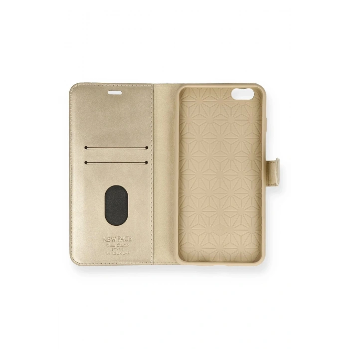 iPhone 6 Plus Kılıf Trend S Plus Kapaklı Kılıf - Gold