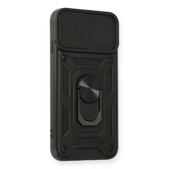 iPhone 7 Kılıf Pars Lens Yüzüklü Silikon - Siyah