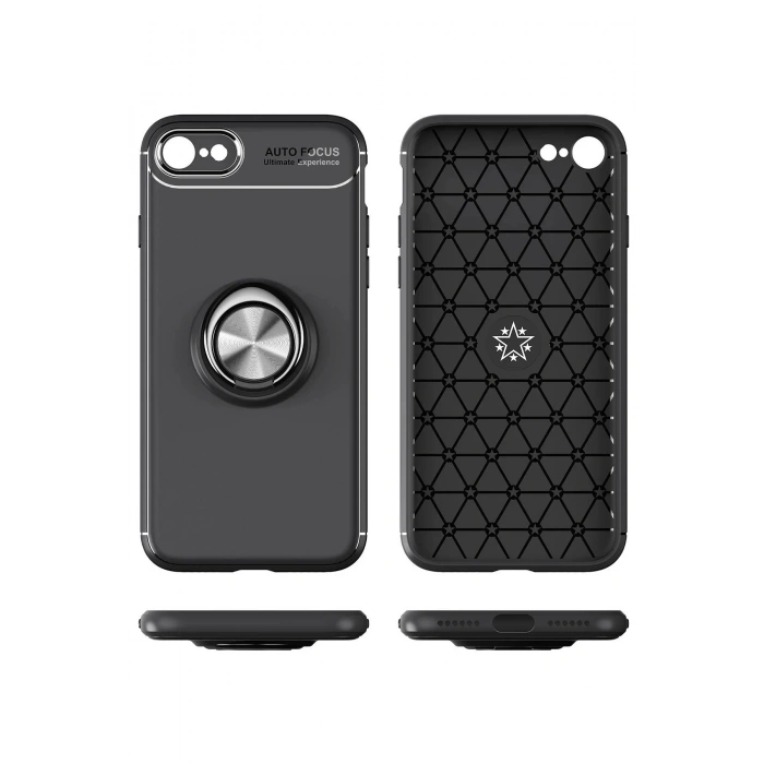 iPhone 7 Kılıf Range Yüzüklü Silikon - Kırmızı