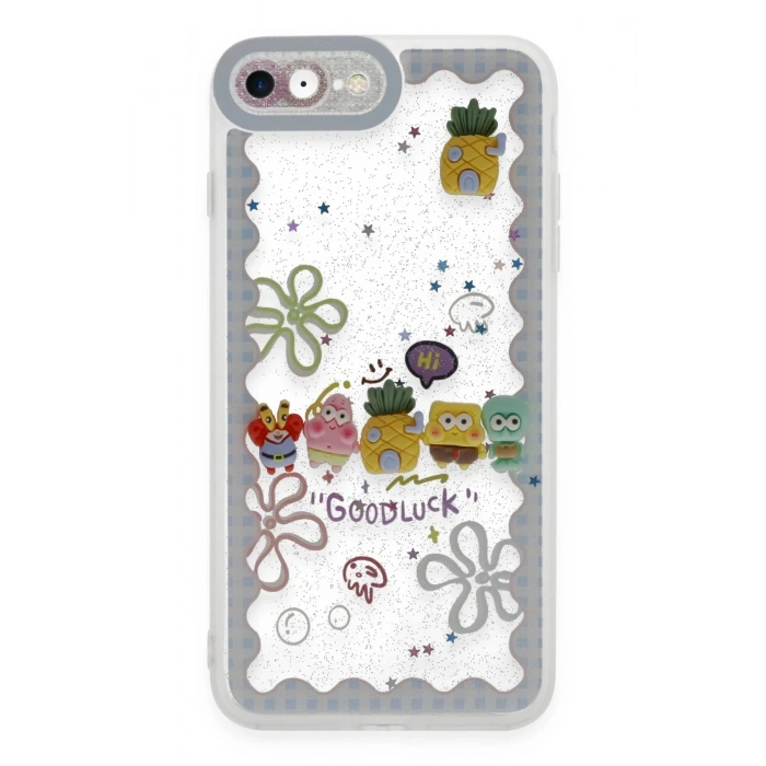 iPhone 7 Kılıf Sweet Desenli Silikon Kapak - Açık Mavi