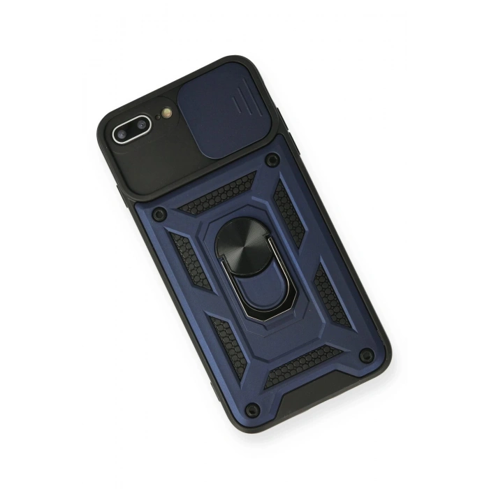 iPhone 7 Plus Kılıf Pars Lens Yüzüklü Silikon - Lacivert