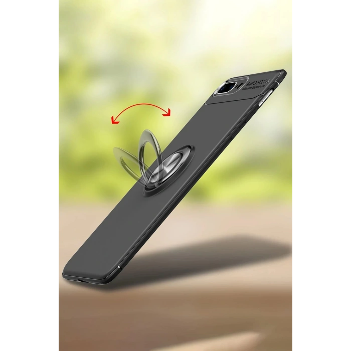 iPhone 7 Plus Kılıf Range Yüzüklü Silikon - Kırmızı