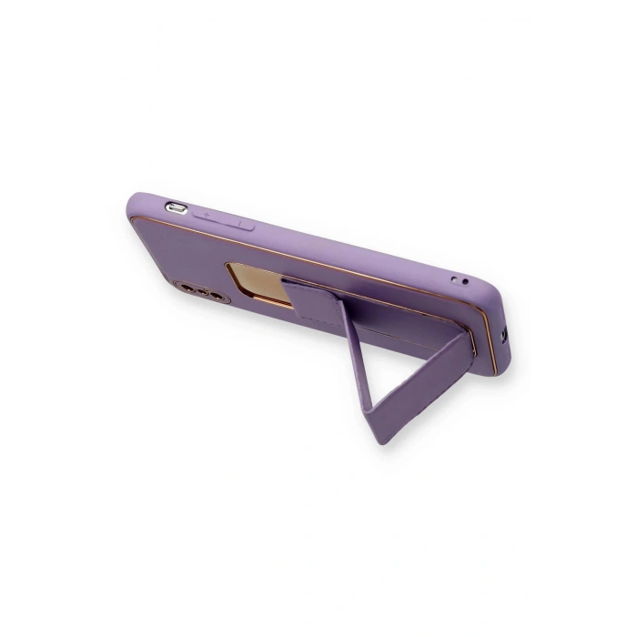 iPhone X Kılıf Coco Deri Standlı Kapak - Koyu Lila