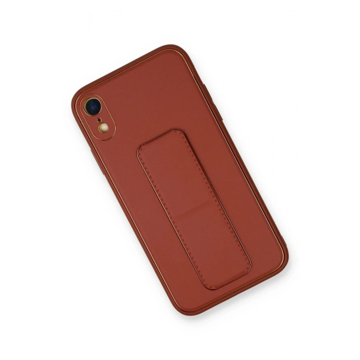 iPhone XR Kılıf Coco Deri Standlı Kapak - Fuşya