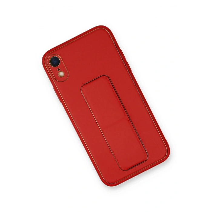 iPhone XR Kılıf Coco Deri Standlı Kapak - Kırmızı