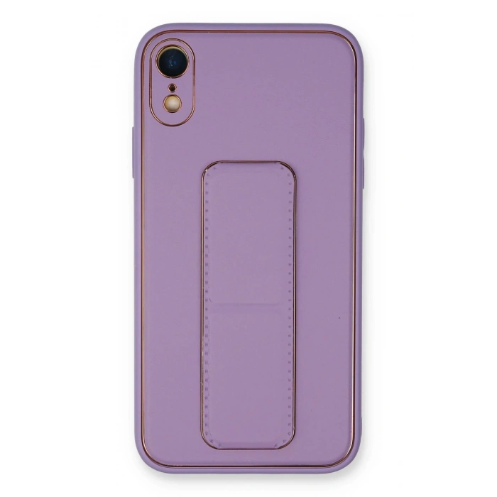 iPhone XR Kılıf Coco Deri Standlı Kapak - Koyu Lila