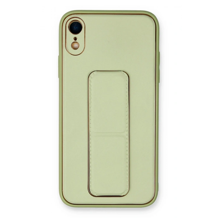 iPhone XR Kılıf Coco Deri Standlı Kapak - Su Yeşili