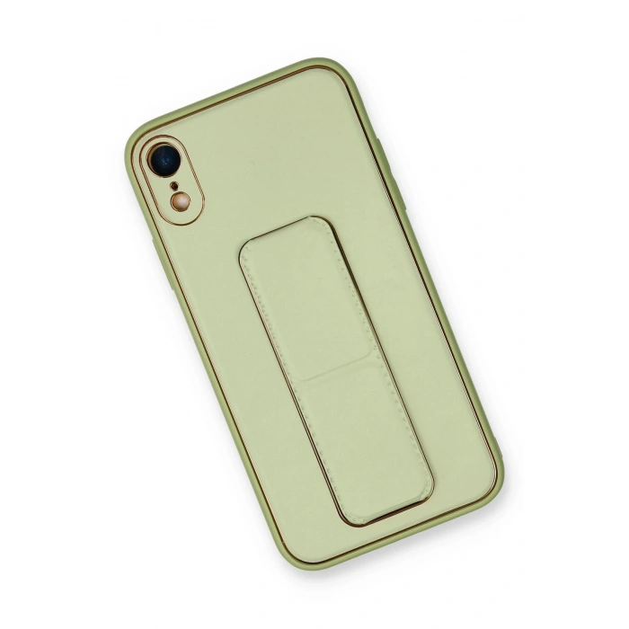 iPhone XR Kılıf Coco Deri Standlı Kapak - Su Yeşili