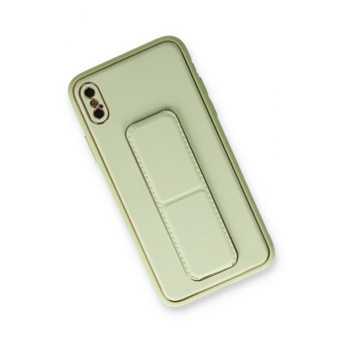 iPhone XS Max Kılıf Coco Deri Standlı Kapak - Su Yeşili