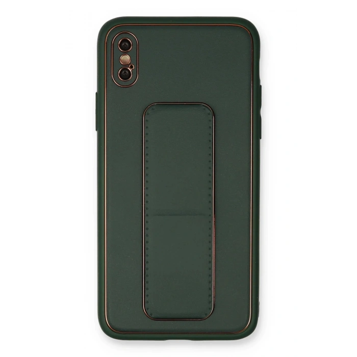 iPhone XS Max Kılıf Coco Deri Standlı Kapak - Yeşil