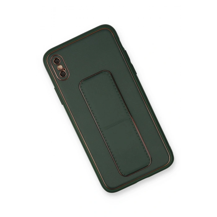 iPhone XS Max Kılıf Coco Deri Standlı Kapak - Yeşil