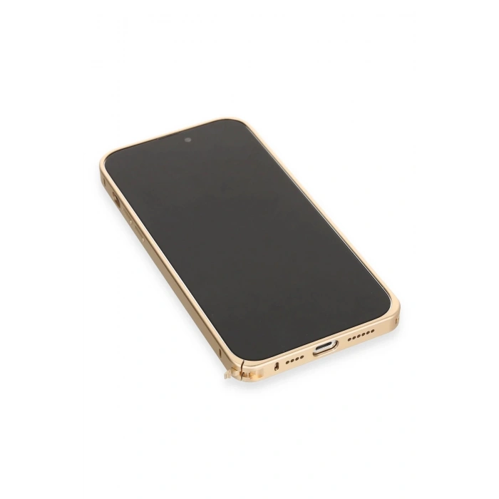 Joko iPhone 14 Pro Kılıf Metal Bumper Magneticsafe Kapak - Gold