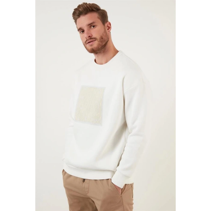 Kabartma Baskılı Oversıze Erkek Sweatshırt