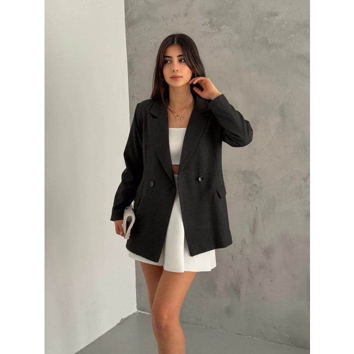 Kadın Çift Düğmeli Poliviskon Ceket