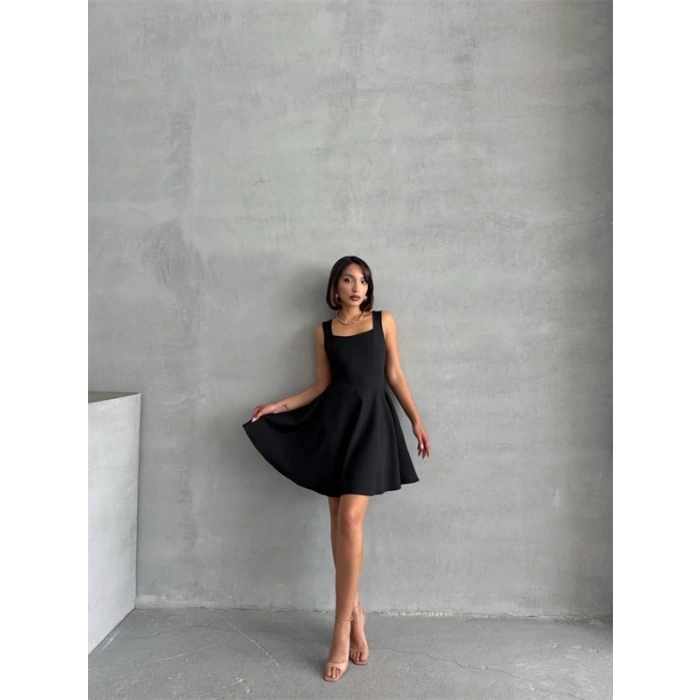 Kadın kare yaka kısa elbise s251188