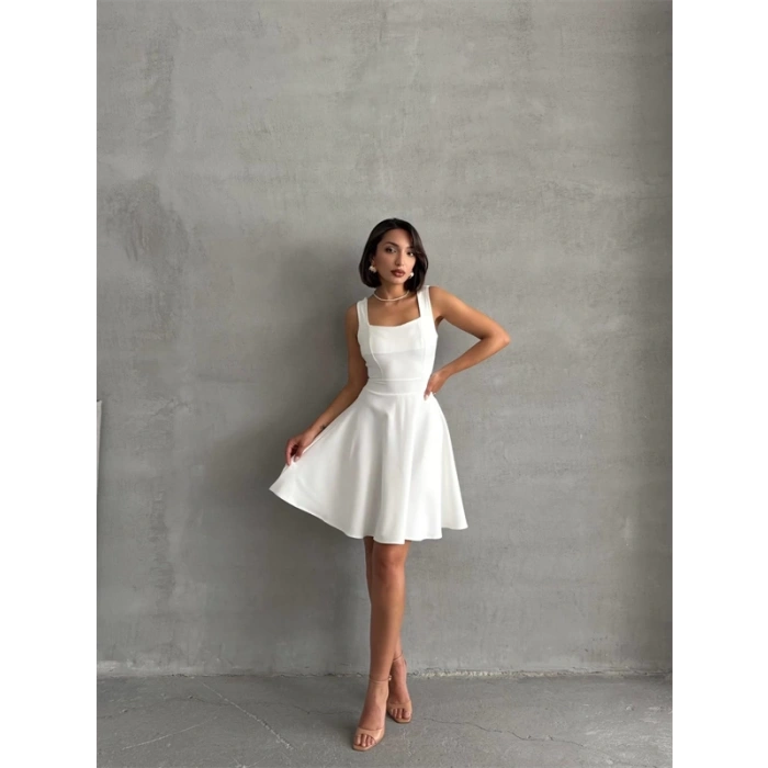 Kadın kare yaka kısa elbise s251188